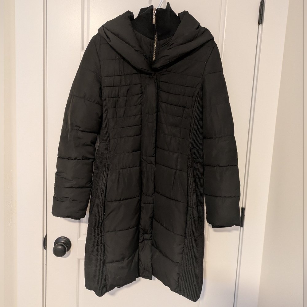 Black Long Puffer Coat - Picture 4 of 7